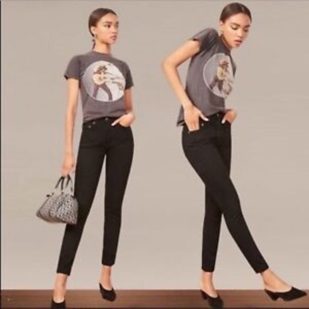 Reformation Melissa High & Skinny Jeans Black Wash Size 30